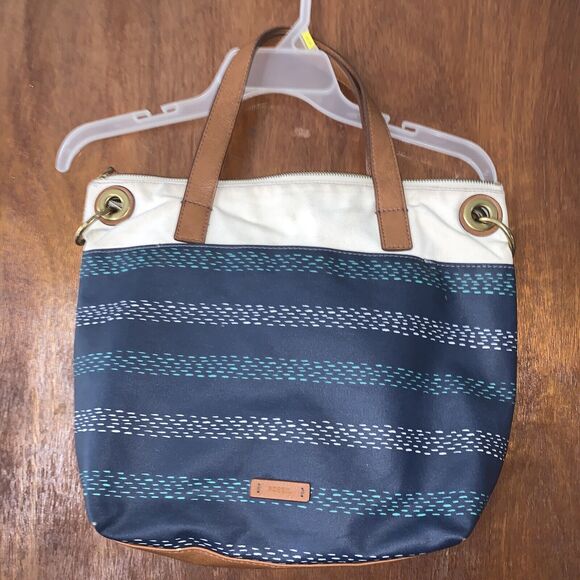 FOSSIL Keely Coated Canvas Stripe Crossbody Bag PreOwned Has Stains No Strap - Picture 1 of 16